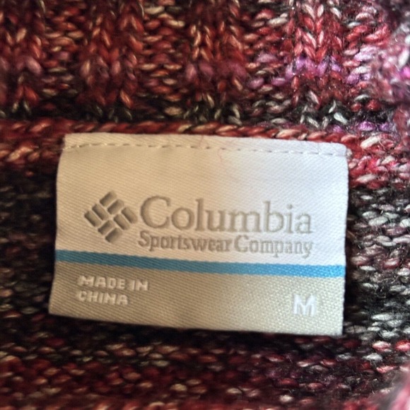 Columbia Sweater Sz M Red Turtleneck Stripe Outdoor Winter Hiking Casual Womens - Picture 3 of 9